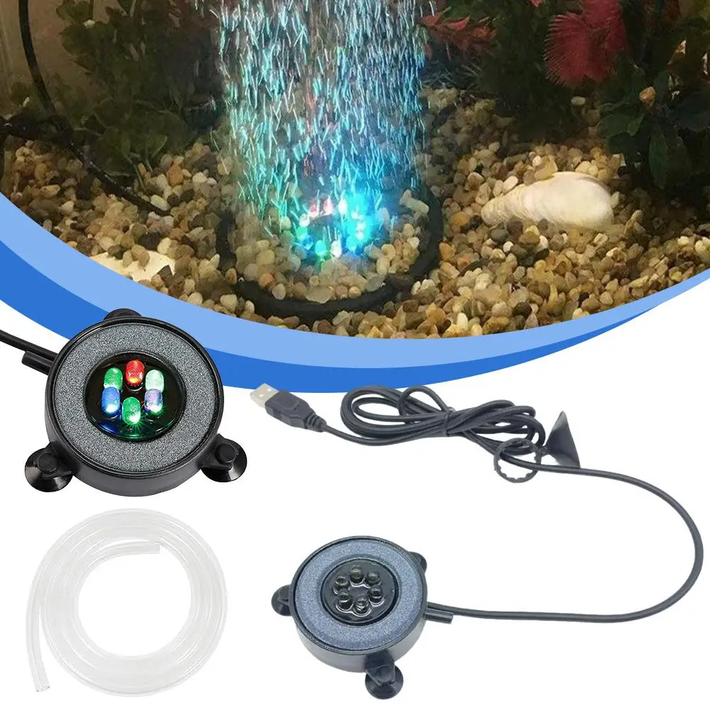 LED Aquarium Stone Light RGB Color Changing Fish Tank Air Stone Lamp Oxygen Maker Fish Tank Landscaping Decorative