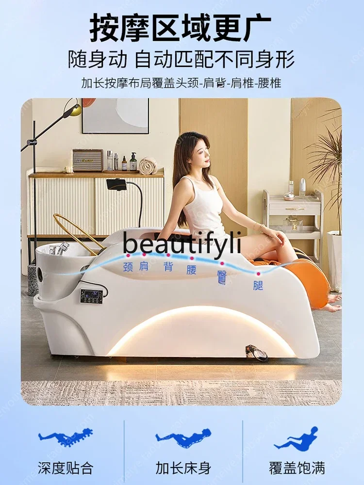 

SS High-end electric intelligent massage shampoo bed ceramic basin hair salon Thai head treatment bed