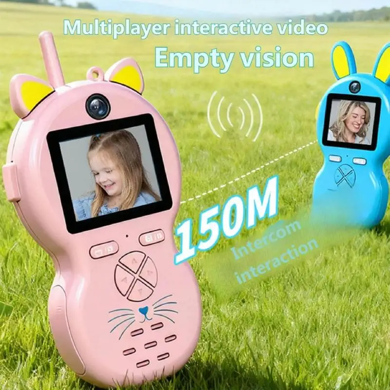 

Children Video Camera Walkie Talkie with Photo Real Time Call Cartoon Intercom Toy for Kids Outdoor Entertainment A2UB