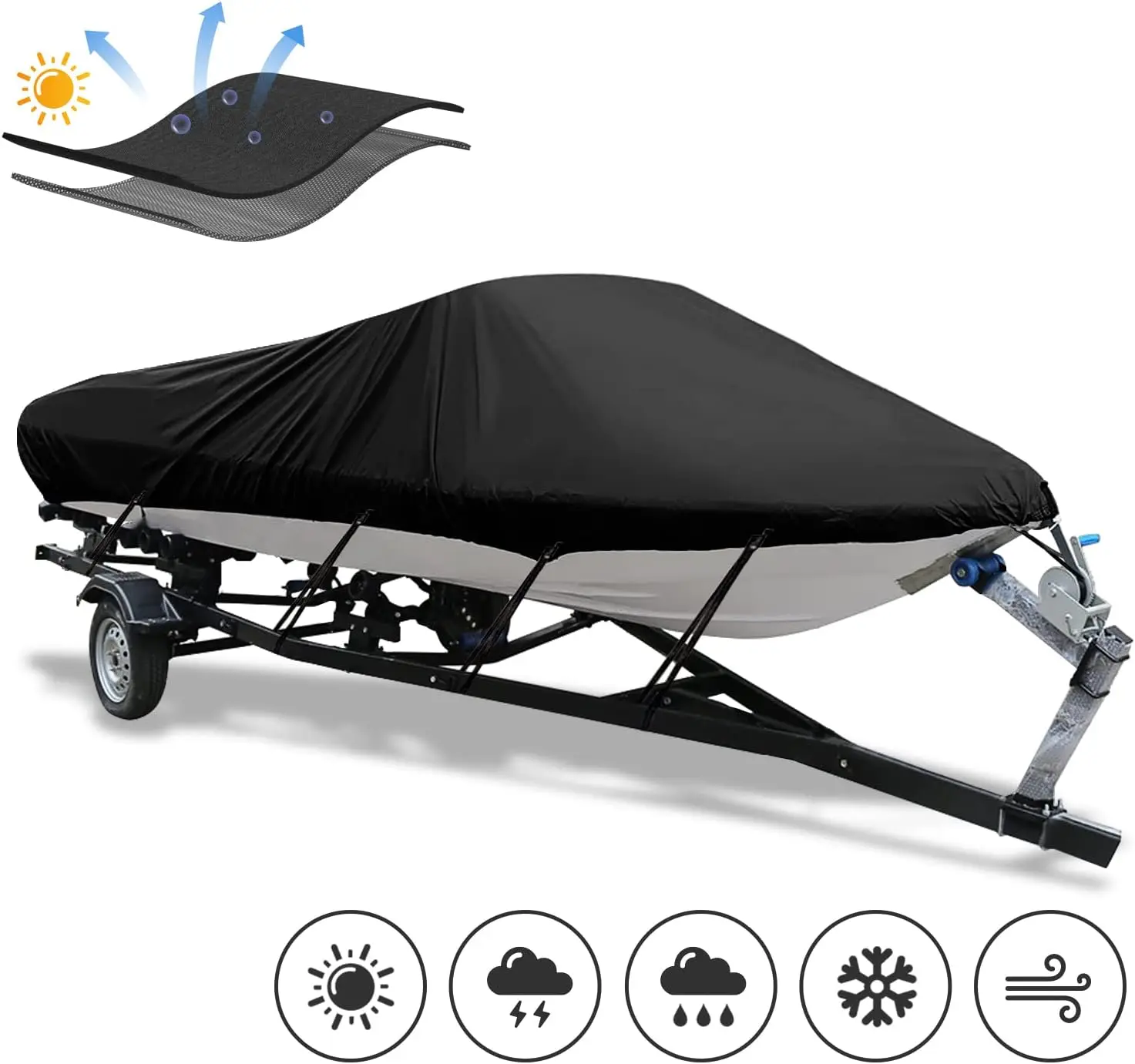 

Чехол для лодки от дождя и снега, ткань Оксфорд, 210D, серебристый, прицеп для скоростного катера, рыбалка, V-образный чехол для лодки