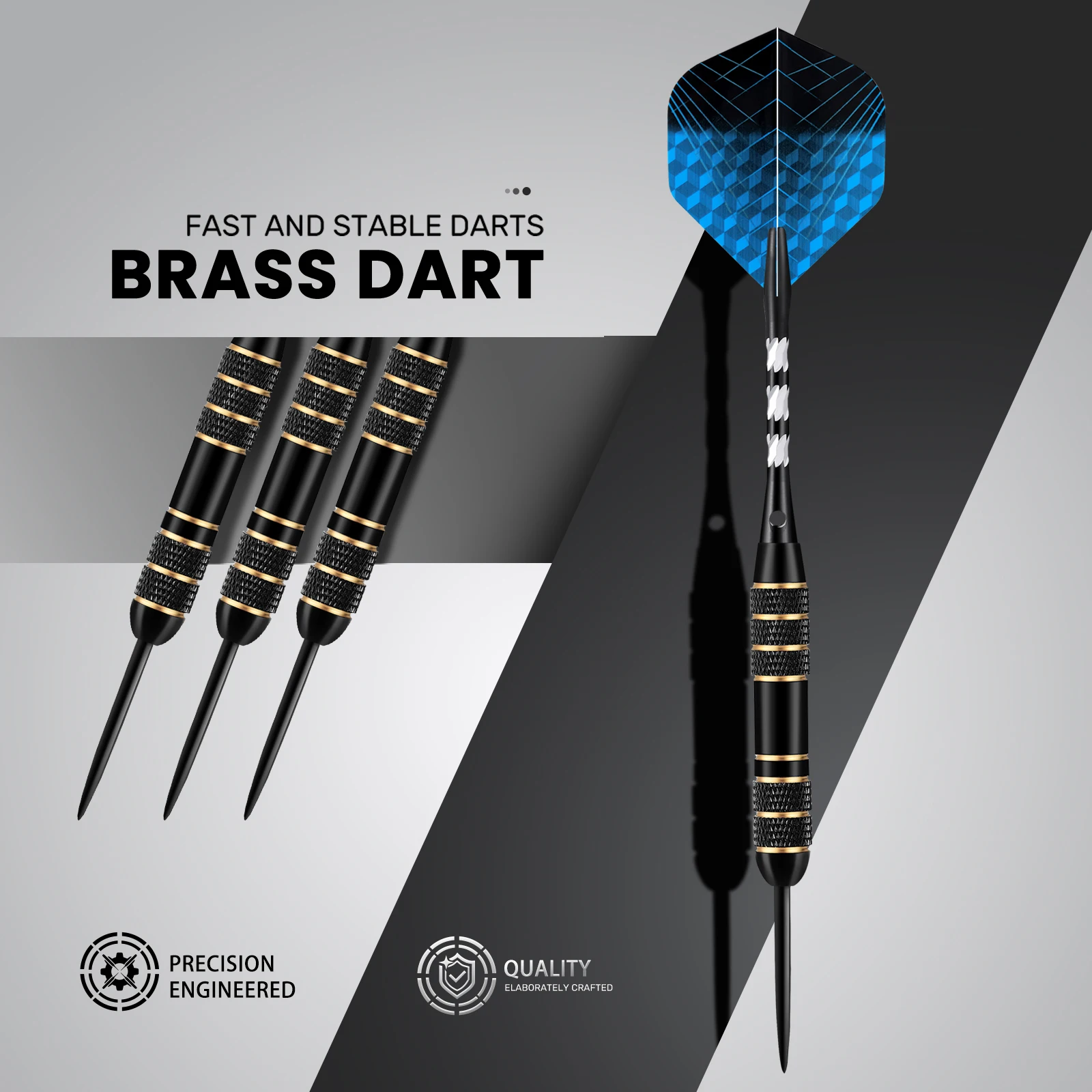 

Huanqu Dart Set, Three Pieces, 22g Professional Competition Darts, Needle-Type Copper Darts with Storage Box, Complete Accessories Including Spare Dart Shafts and Dart Flights, Metal Dart Set, Universal Training Darts
