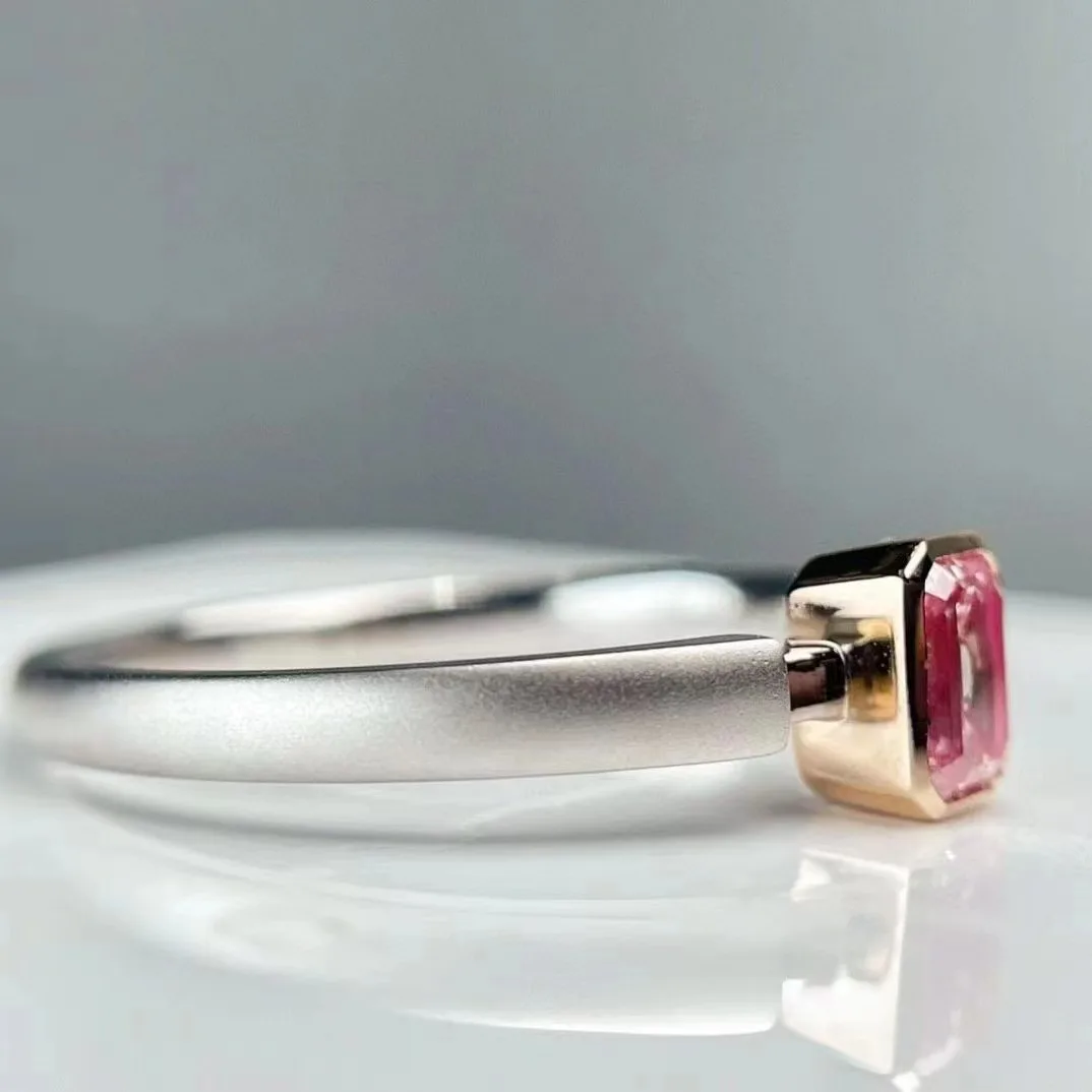 Sgrit-anillo de oro de 18 quilates para mujer, sortija de oro de 0,3 quilates, Diamante rosa, corte esmeralda clásico, claridad, anillo de lujo, compromiso de boda