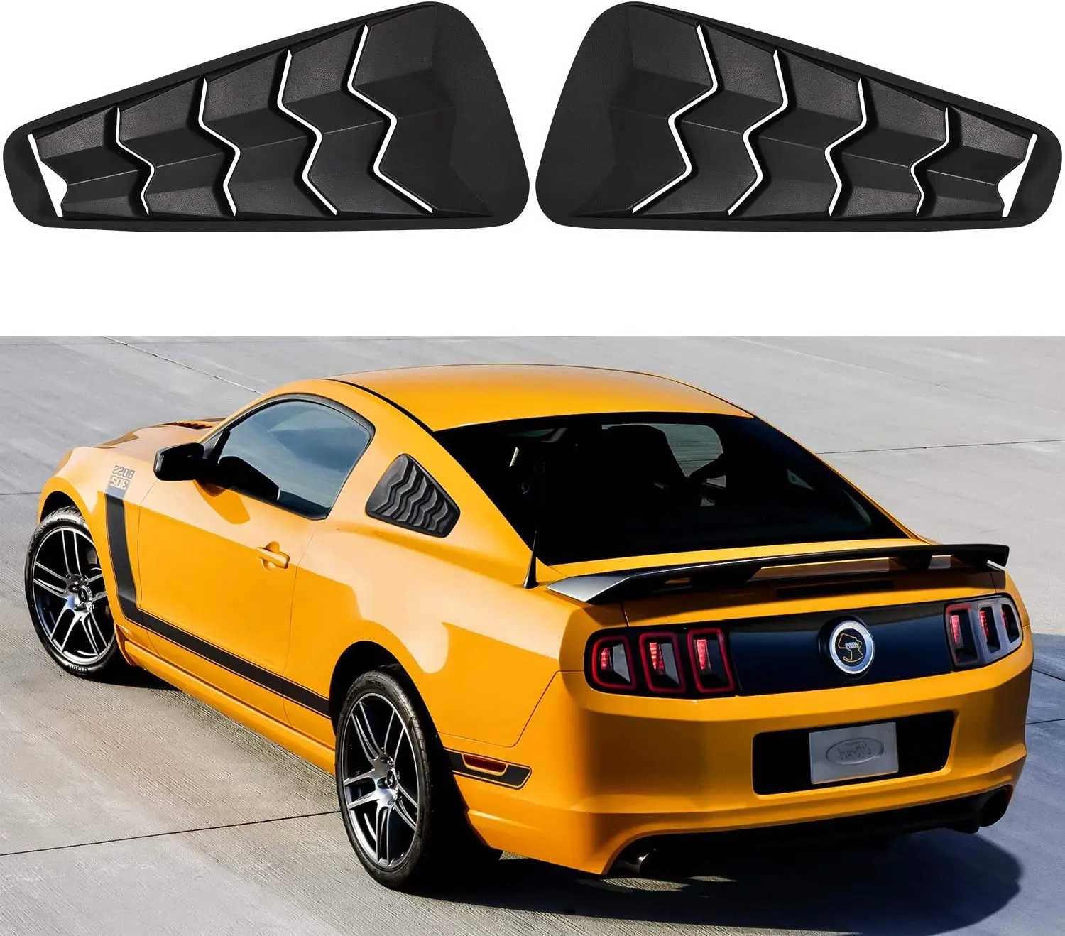 

Quarter Side Window Louvers for Ford Mustang 2005-2014 Matte Black ABS Window Visor Cover Sun Rain Shade Vent（2PCS）