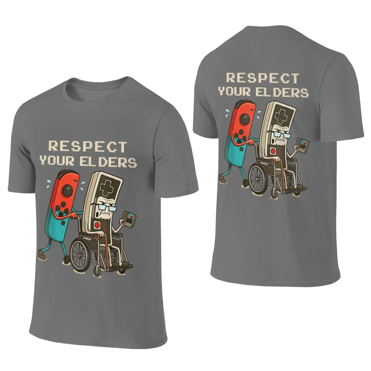 Respect Your Elders Retro Gamer Video Games Player Basic Reversible T-shirt Retro Casual Anti-Static T-shirt