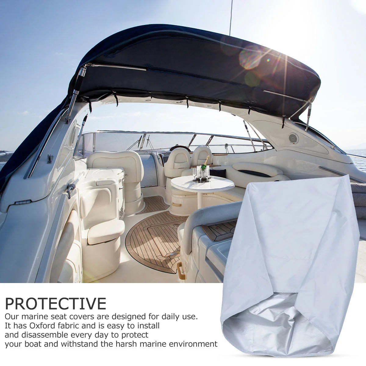 

Universal Fit Boat Seat Cover 210D Waterproof Oxford Fabric Uv Dust Resistant for Fishing Boats Yacht Outdoor Covers