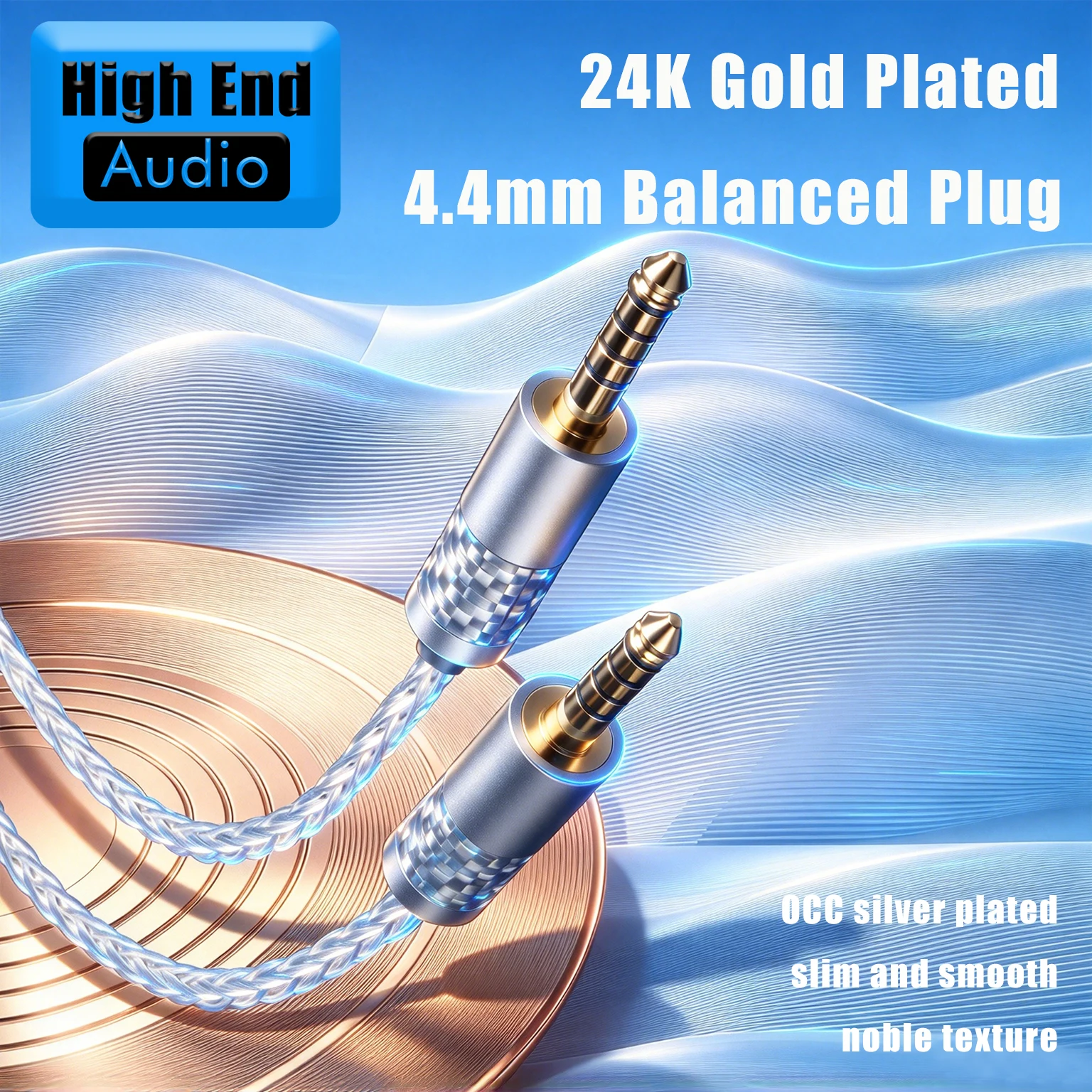 Preffair 8core OCC Silver-Plated 4.4mm to 4.4mm audio cable headphone cable 4.4mm aux cable headphone upgraded Cable