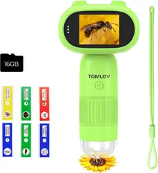 TOMLOV Portable Handheld Magnifying Digital Microscope 1000X for Children Educational Science Toys Christmas Birthday Gifts