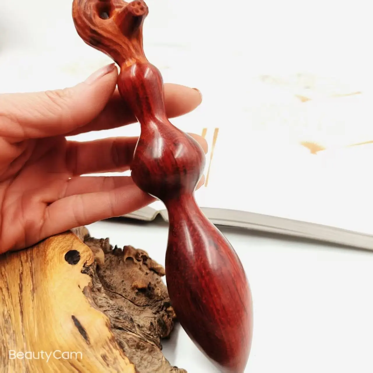 2025 New Sour Branch Wood Carving Hand Handle Ant Gourd Solid Wood Primary Color Unpainted Large Height 18 Diameter 3.5 Cm