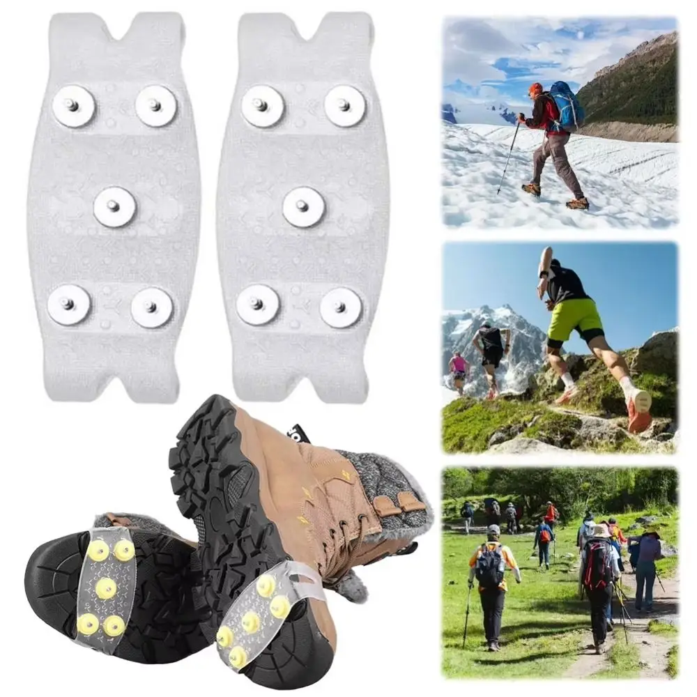 2Pcs Durable 5-Claw Anti-Skid Shoe Covers Universal Wear-resistant Shoe Spikes Non-Slip Crampons for Snow Walking Climbing