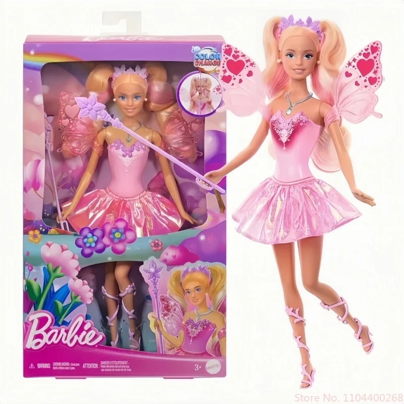 Venda quente barbie cor mudando sonhador borboleta fada boneca princesa brinquedo conjunto tema de fadas playset para meninas presente aniversário em estoque