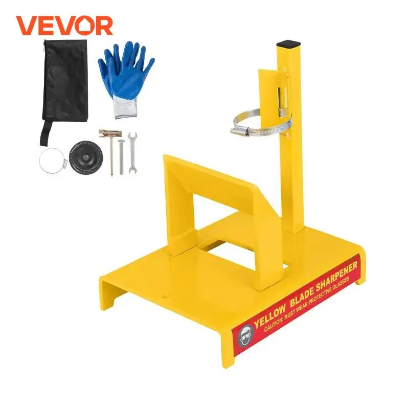 VEVOR 14 Inch Yellow Iron Lawn Mower Blade Sharpener Grinder Motor Included Garden Blade Sharpener Adjustable Ring Rust 30°Angle