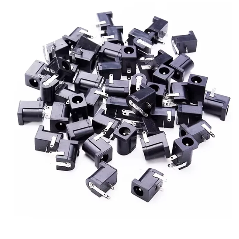 10Pcs/Lot DC-005 PCB Mount 5.5 x 2.1/2.5 MM Female DC Power Jack Plug Socket Connector DC005 Black 5.5*2.1/2.5MM