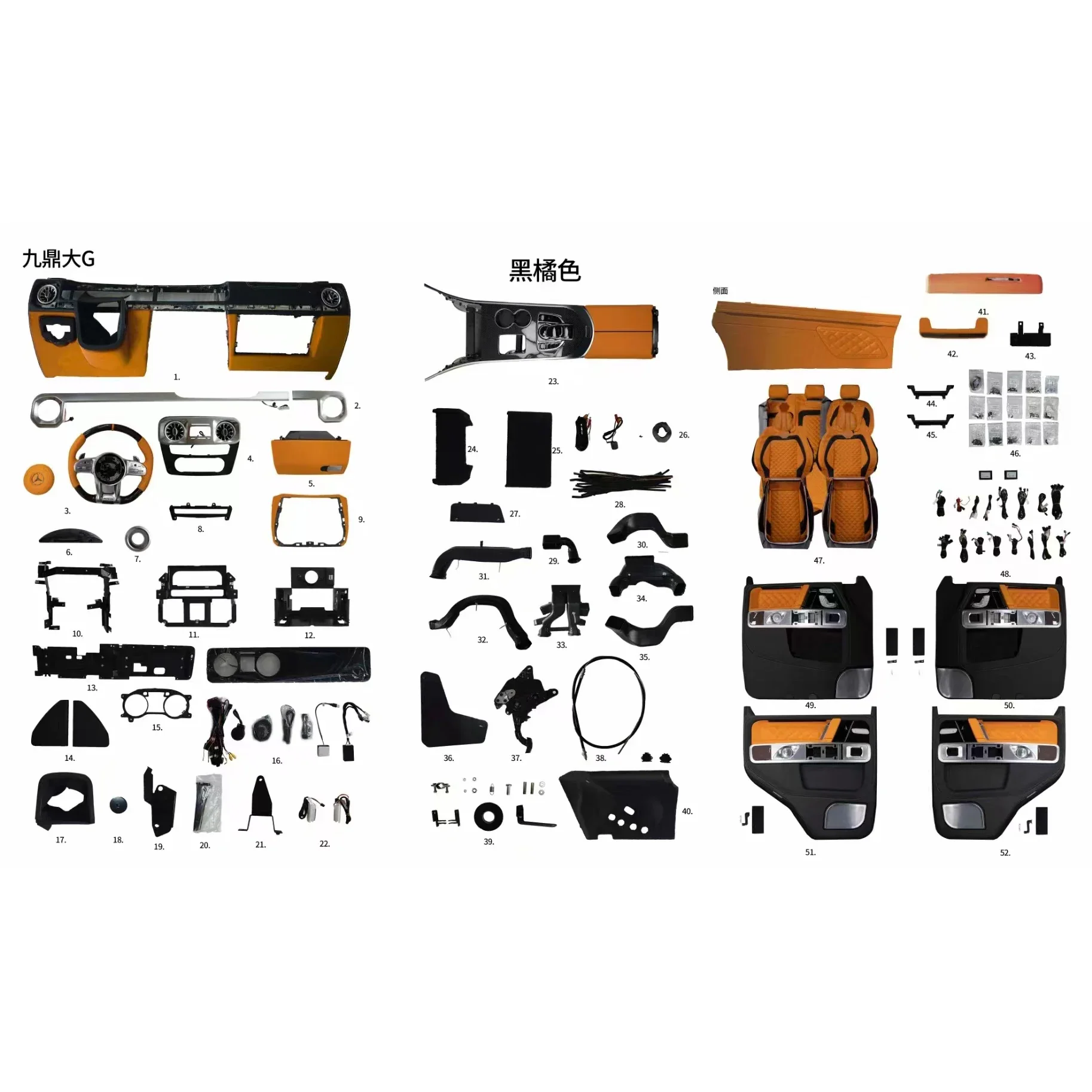 ชุดอัพเกรดตกแต่งภายในรถยนต์ G-Class ปี 2002-2018 เป็นรุ่นปี 2019 W463/W464 G63 สไตล์ล่าสุด