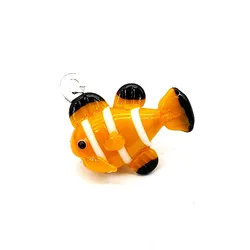 Statue de poisson clown en verre de Murano faite à la main, décor d'aquarium, ornements d'Auckland, mini pendentif animaux marins mignons, accessoires de style japonais