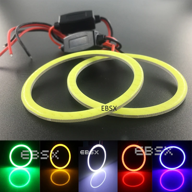 2szt. 12V COB LED Reflektor Angel Eyes Żarówka 40 50 60mm 70 80 90 95mm 100 110 120mm 130 140mm Halo Ring Samochodowe światła do jazdy dziennej