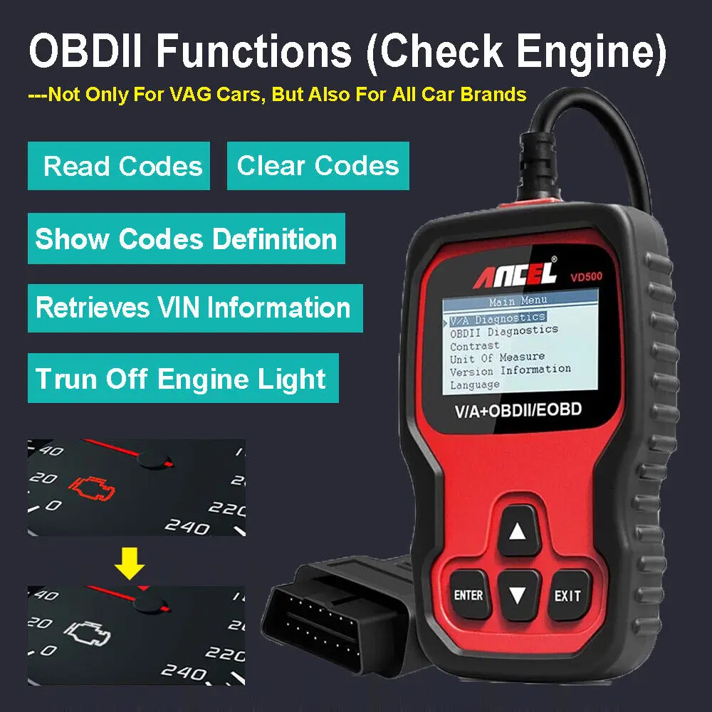 Ancel VD500 Automotive OBD2 Scanner For VW/Audi Full System Code Reader ABS EPB Oil Reset Car Diagnostic Tools For VAG Skoda