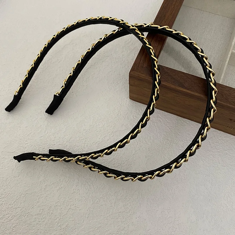 

1pc Korean Style Slim Chain Headband New Autumn Fashion Hair Hoop for Women Short Hair Daily Outing Elegant Viral Hairpin