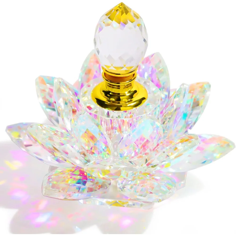 

Small coloured crystal vintage empty perfume bottle, mini glass refillable lotus perfume bottle