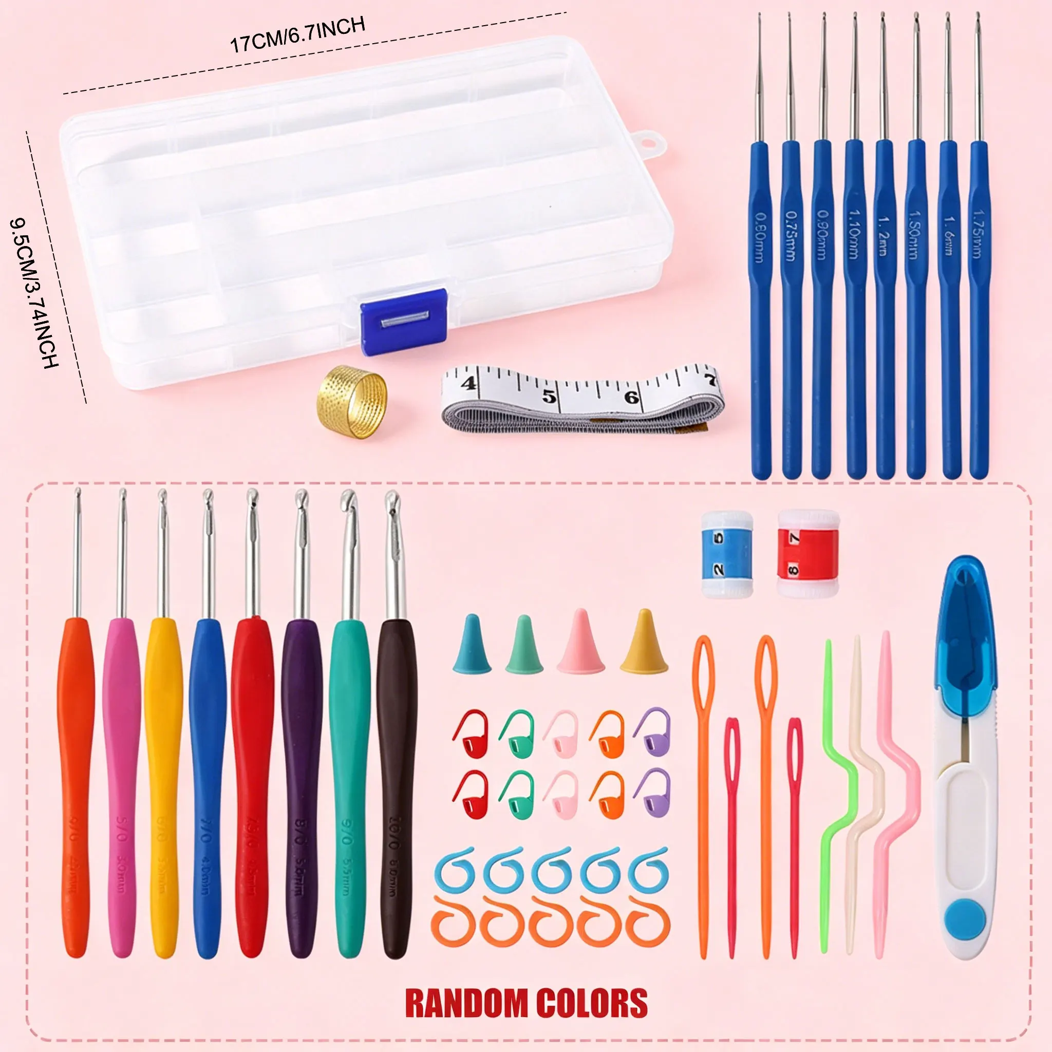 53pcs Crochet Hook Set DIY Craft Sewing Tool with Storage Box Multicolor Mixed 2-8mm Knitting Needles for Beginners image 2