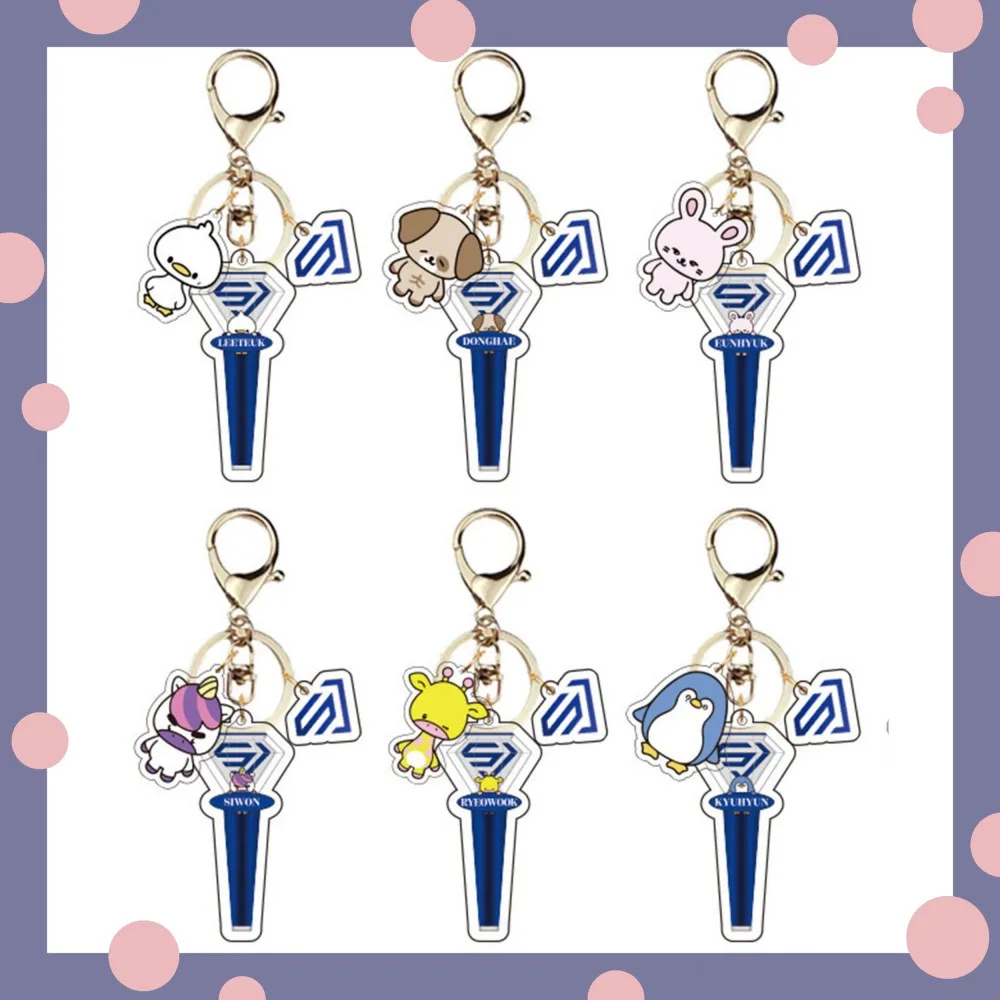 Kpop Super Junior акриловый брелок с подсветкой Kawaii аксессуары Eunhyuk Yesung Heechul Kyuhyun брелок для ключей сумка Декор для ключей подарок для фанатов