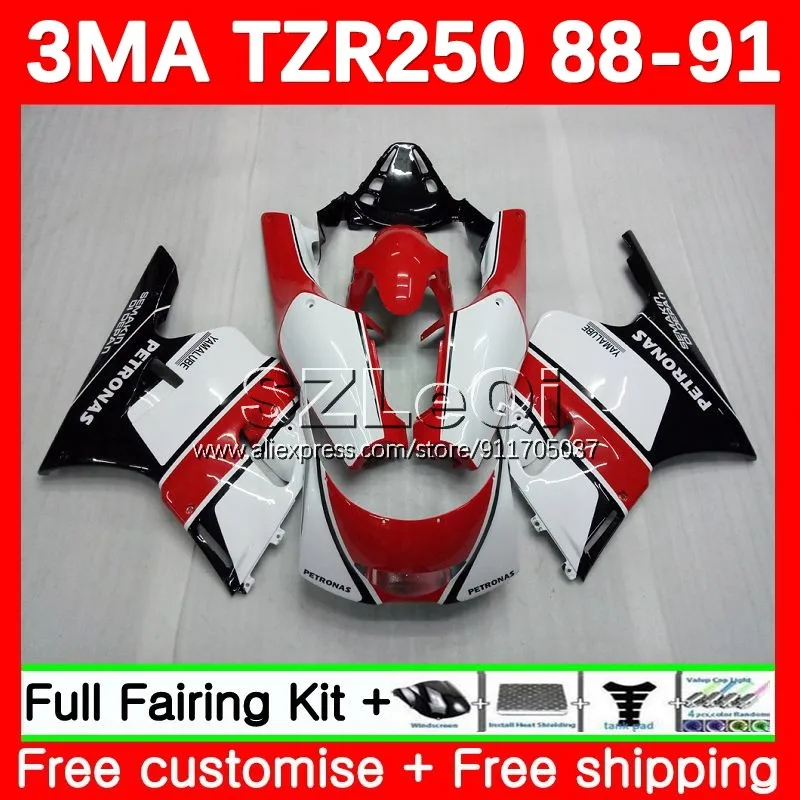 3MA Kit For YAMAHA TZR-250 TZR250 YPVS Red black RS TZR 250 TZR250R 88 89 90 91 139No.0 TZR250RR 1988 1989 1990 1991 Fairing