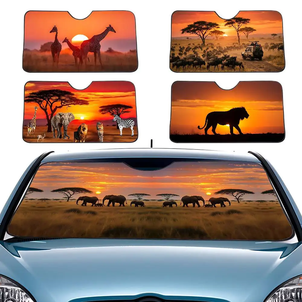 African Forest Sunset Car SunShade Windshield Car Windscreen Cover Sun Shade Auto Visor Car Accessories