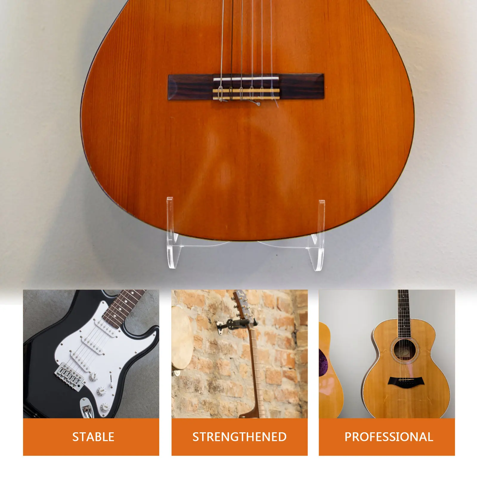 1Set High Strength Acrylic Guitar Wall Mount Hanger Stable Guitar Hanging Rack for Electric Bass Ukulele Easy Installation - view 4