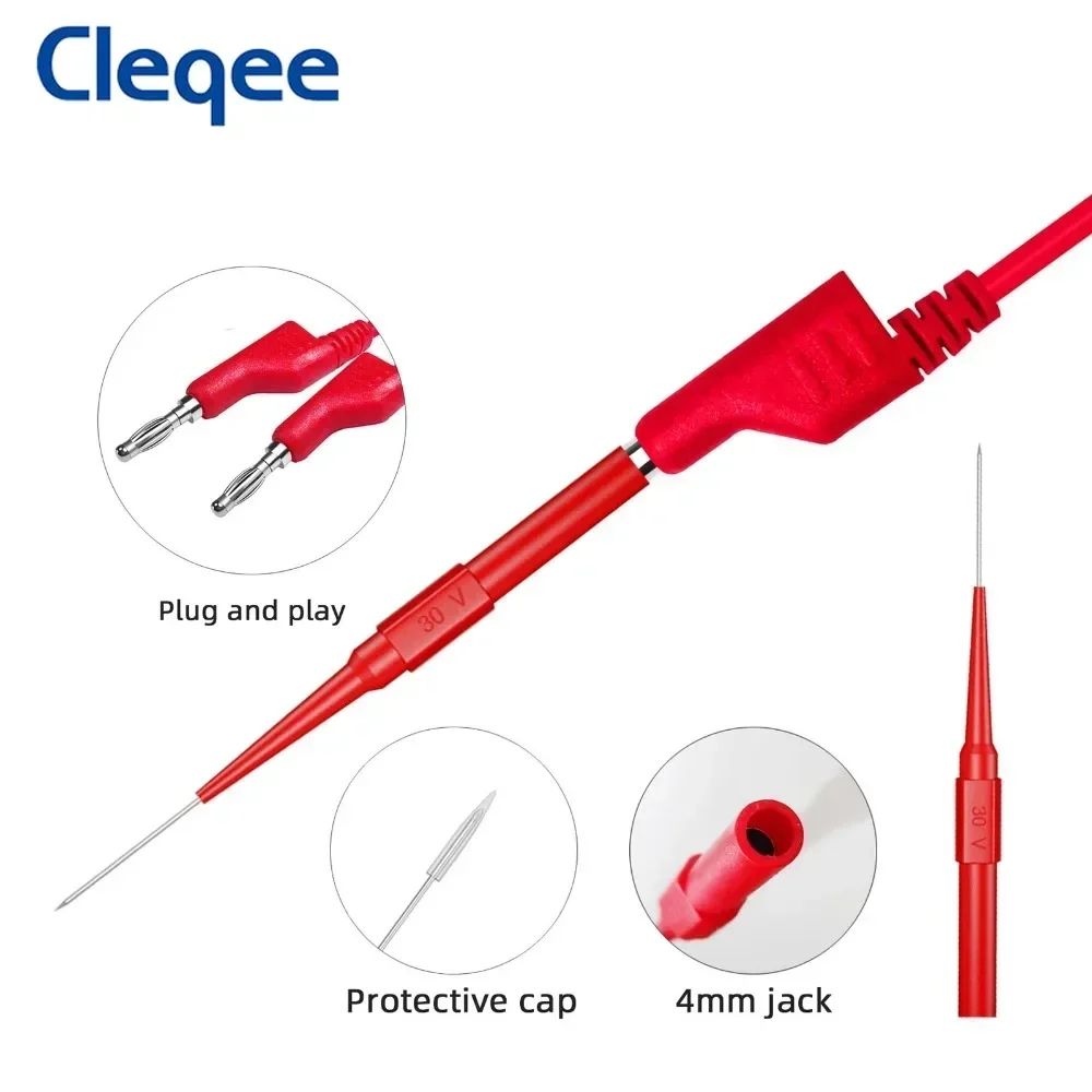 Cleqee Multimeter Test Leads Kit Dual 4mm Stackable Banana Plug Alligator Clip  Cables with Test Probes Needle 1000V 15A