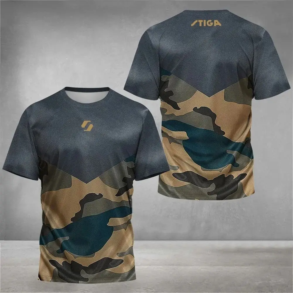 Sportliches Kurzarm-T-Shirt mit Rundhalsausschnitt, Farbverlaufsdesign, atmungsaktiv, bequem für Tischtennis & Alltag, Herren-Oberteile, Kinder-T-Shirt – Detail 8