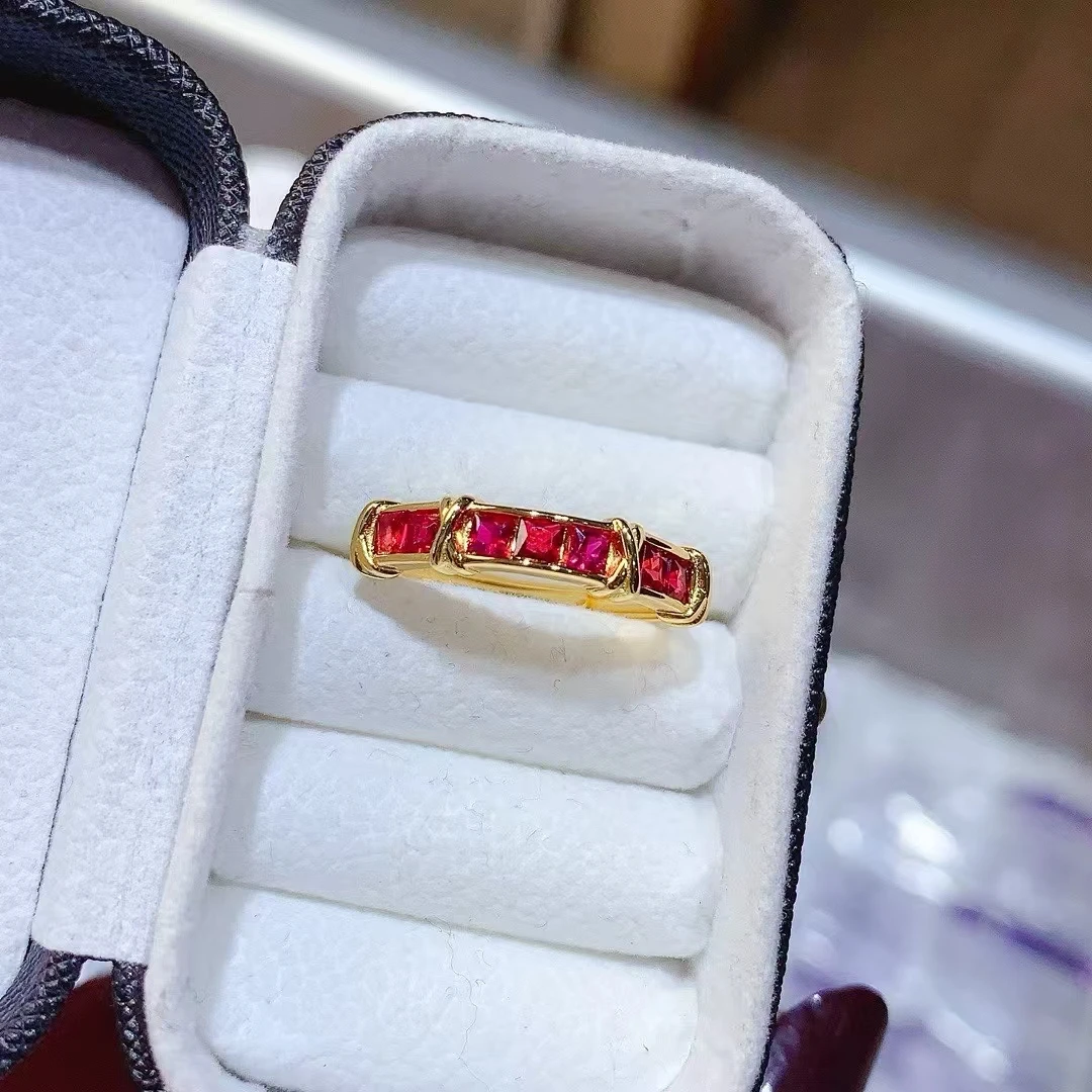 KJJEAXCMY New Natural Ruby Ring S925 silver , electroplated locking color process, high clarity Full of luster Support testing
