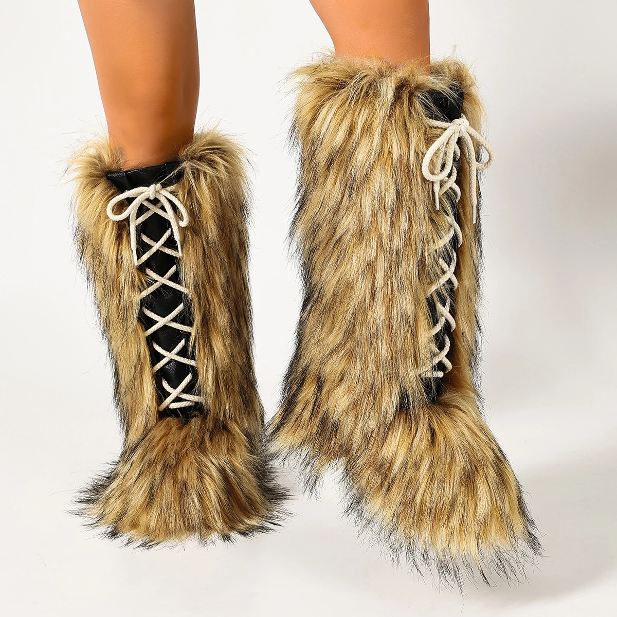 Vintage Fashion Y2K - Y2k Vintage Brown Imitation Fur Fur
