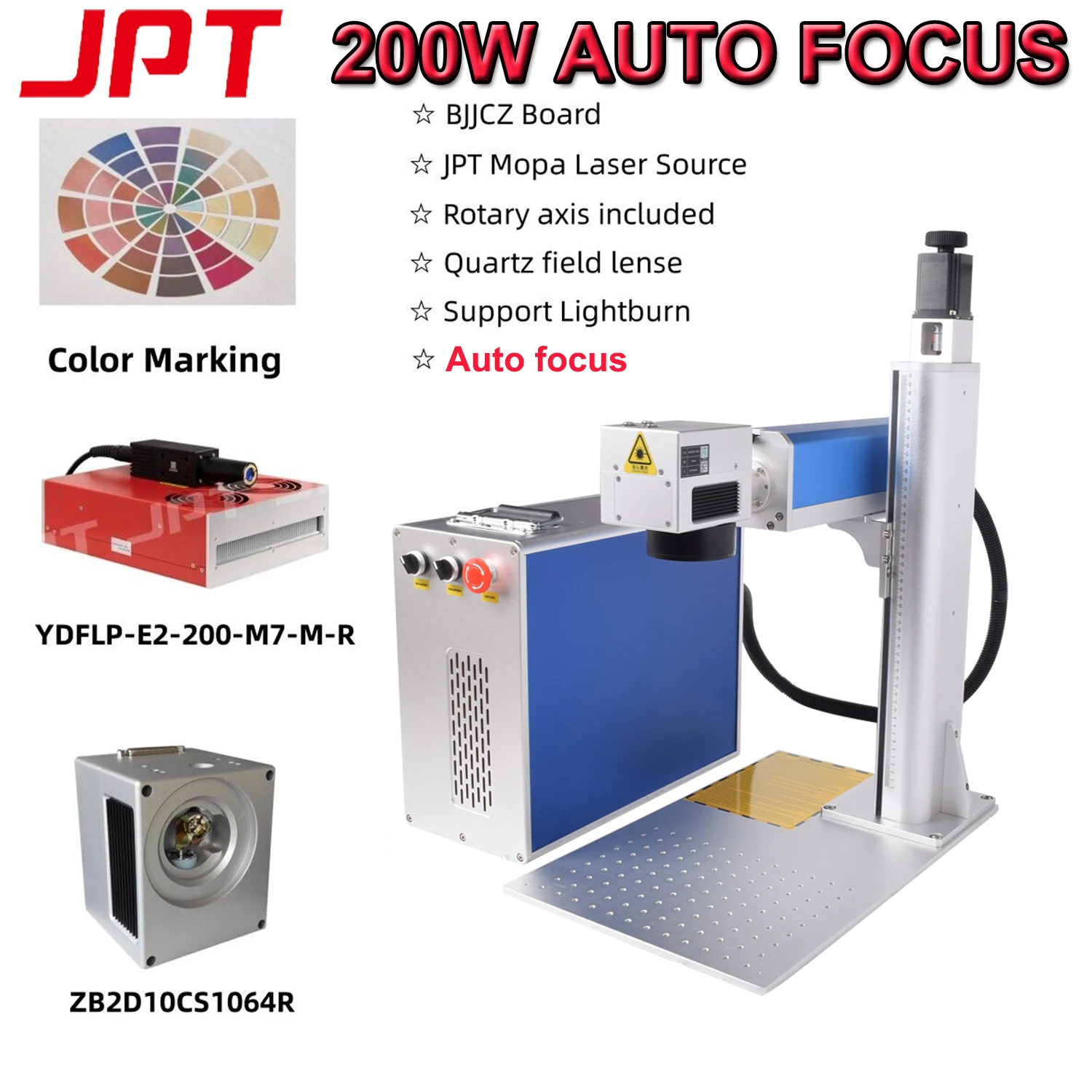 Auto Focus JPT 100W MOPA Fiber Laser Marking Machine for Metal Engraving Cutting 100W JPT 60W MOPA 1064nm EU STOCK 110x110MM