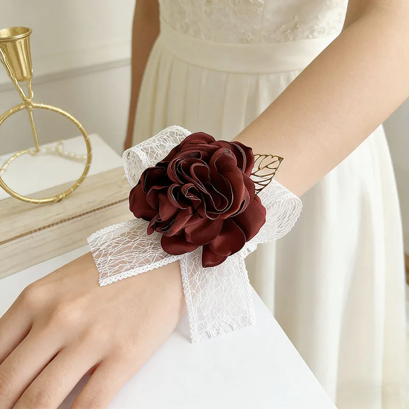 

4 шт. Цветочные браслеты-корсажи для свадебных подружек невесты, искусственные розы, аксессуары для выпускного вечера, украшения для вечеринок, цветы на руку