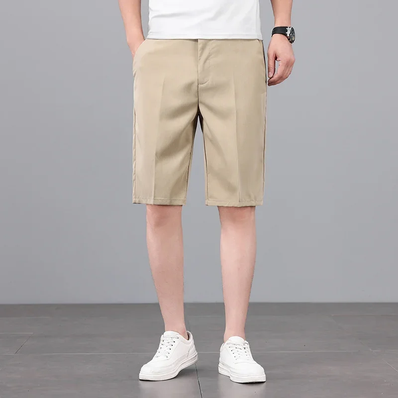 Men\'s Shorts Simple Business Straight Comfortable Casual Pants Fashion Gray Blue Black Khaki Baggy Male Clothes Short Pants