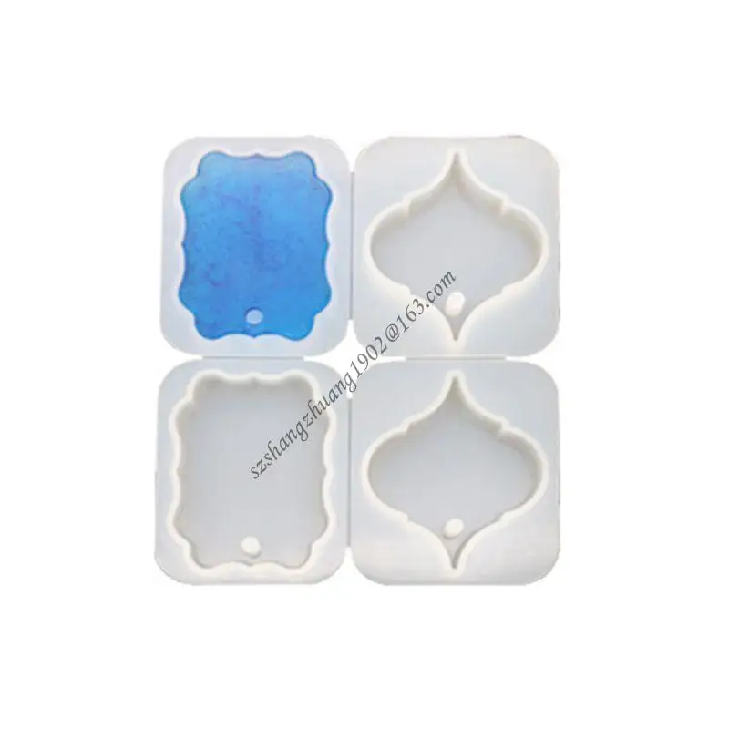 Q6RB 4 piezas resina moldes joyas resina molde colgante silicona en forma arete moho con molde resina borde