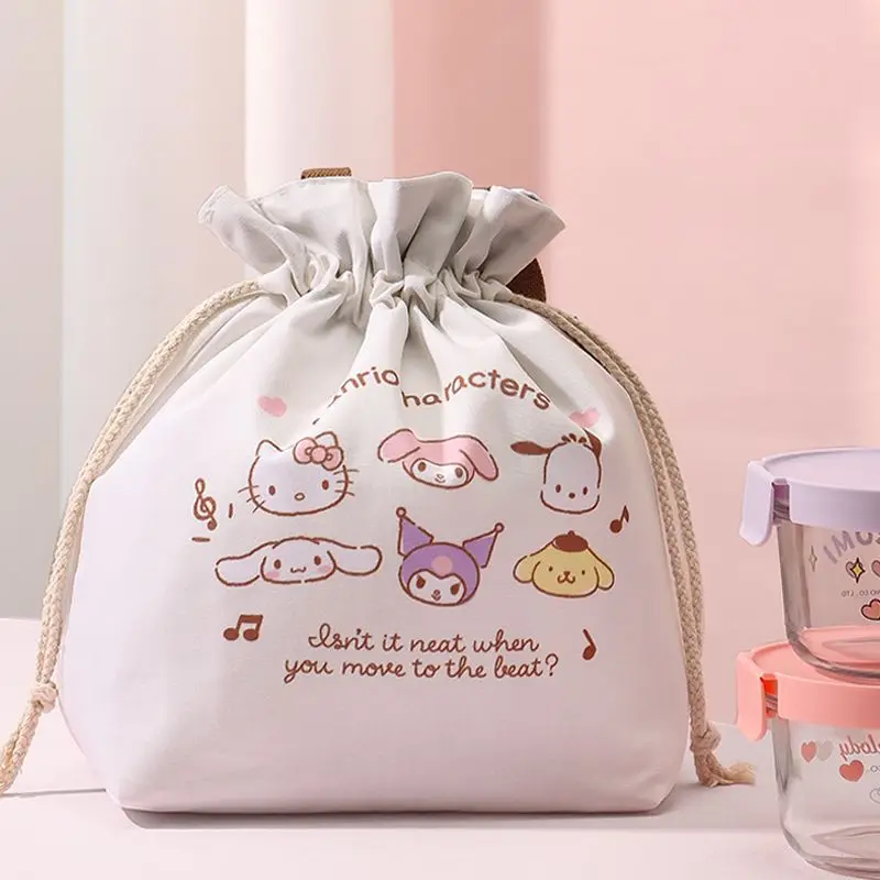 

Sanrio Hello Kitty Cinnamoroll Anime Kawaii Children Lunch Box Bento Bag Cute Cartoon Kuromi Thickened Thermal Bag Gifts Toys