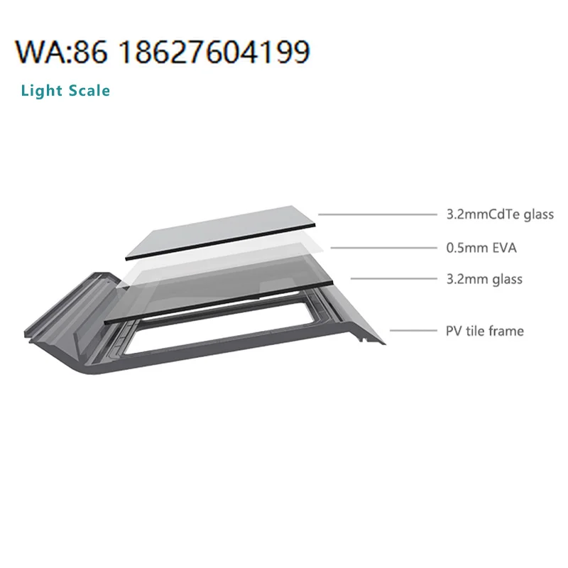 Bipv Cdte Double Glass Curved Solar Roof Tiles Home Photovoltaic System Black Shingles 35w Efficiency Customizable
