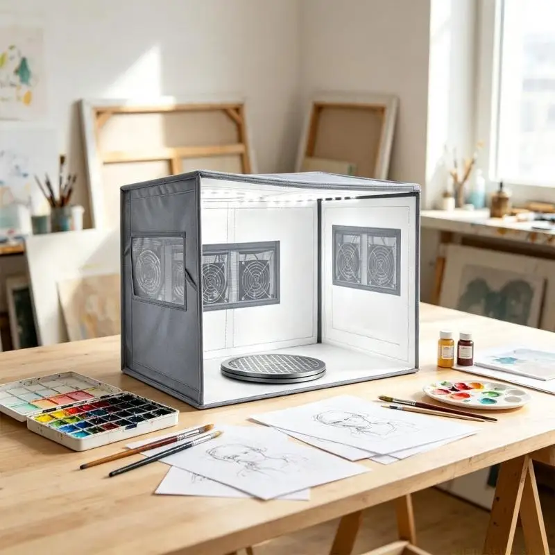 Portable Paint Enclosure with Turntable for Hobby Project Coloring