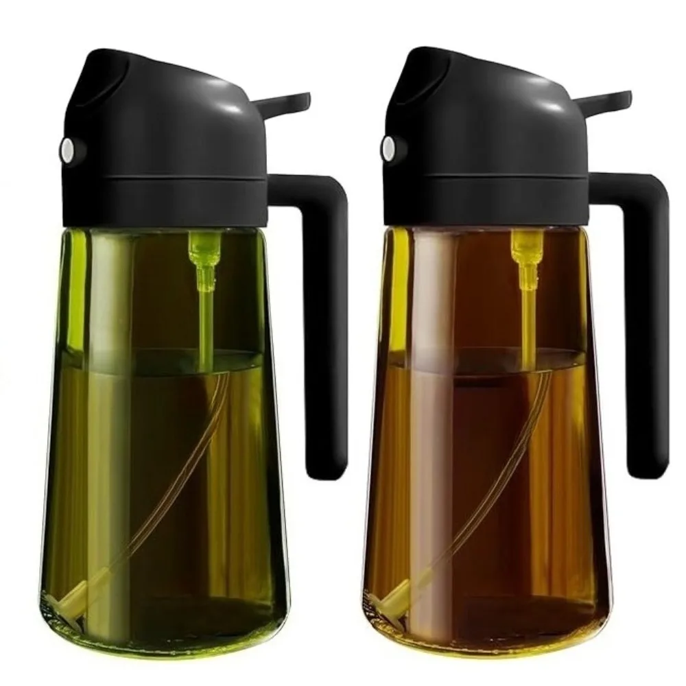 470ML Dark Glass Oil Sprayer Olive Oil Dispenser Bottle Light Blocking Kitchen Cooking Air Fryer BBQ Oil Bottle Seasoning Tools