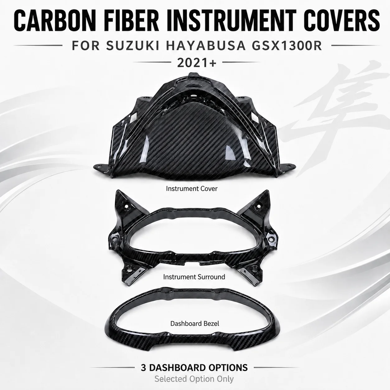 Instrument Cover Dashboard Bezel Carbon Fiber Cockpit Surround Trim for Suzuki Hayabusa GSX1300R 2021+ Motorcycle Accessories