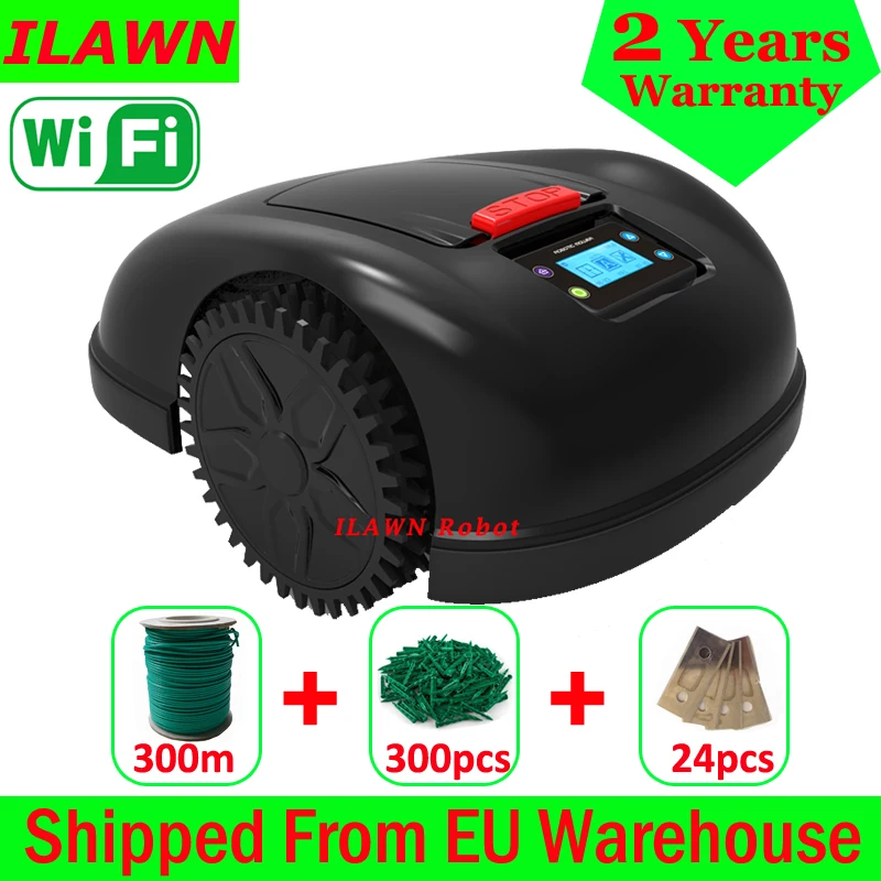 Mobile Phone APP Control Gyroscope Navigation Electric Lawn Mower Robot E1600 With 300m wire+300pcs pegs+20pcs Blade