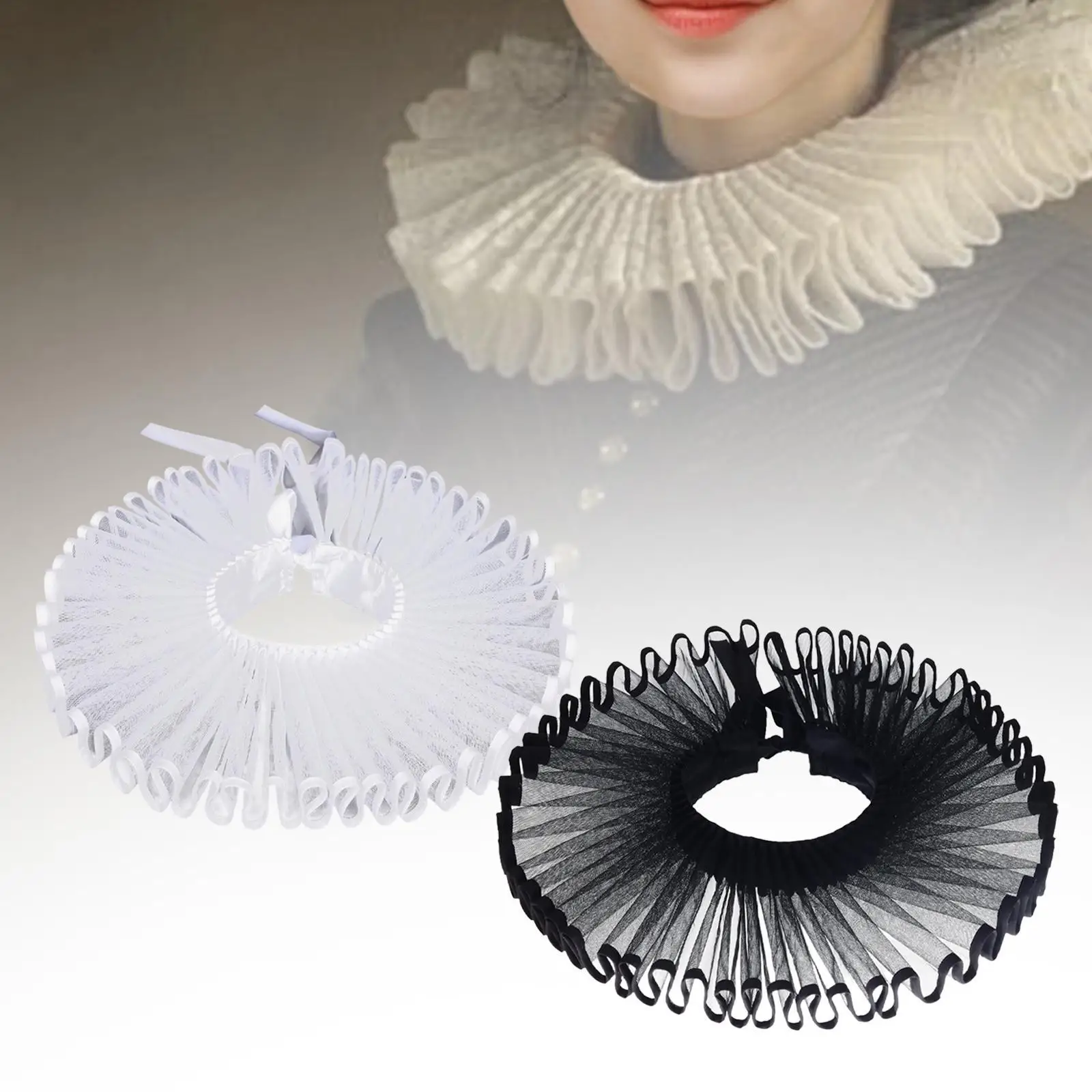 

Elizabethan Neck Ruff Decorative Ruffled Collar for Party Gothic Halloween