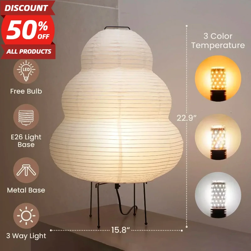 

Japanese Design Table Lamp White Rice Paper Decorative Desk Lights for Dining Room Bedroom Living Room Study Loft Art