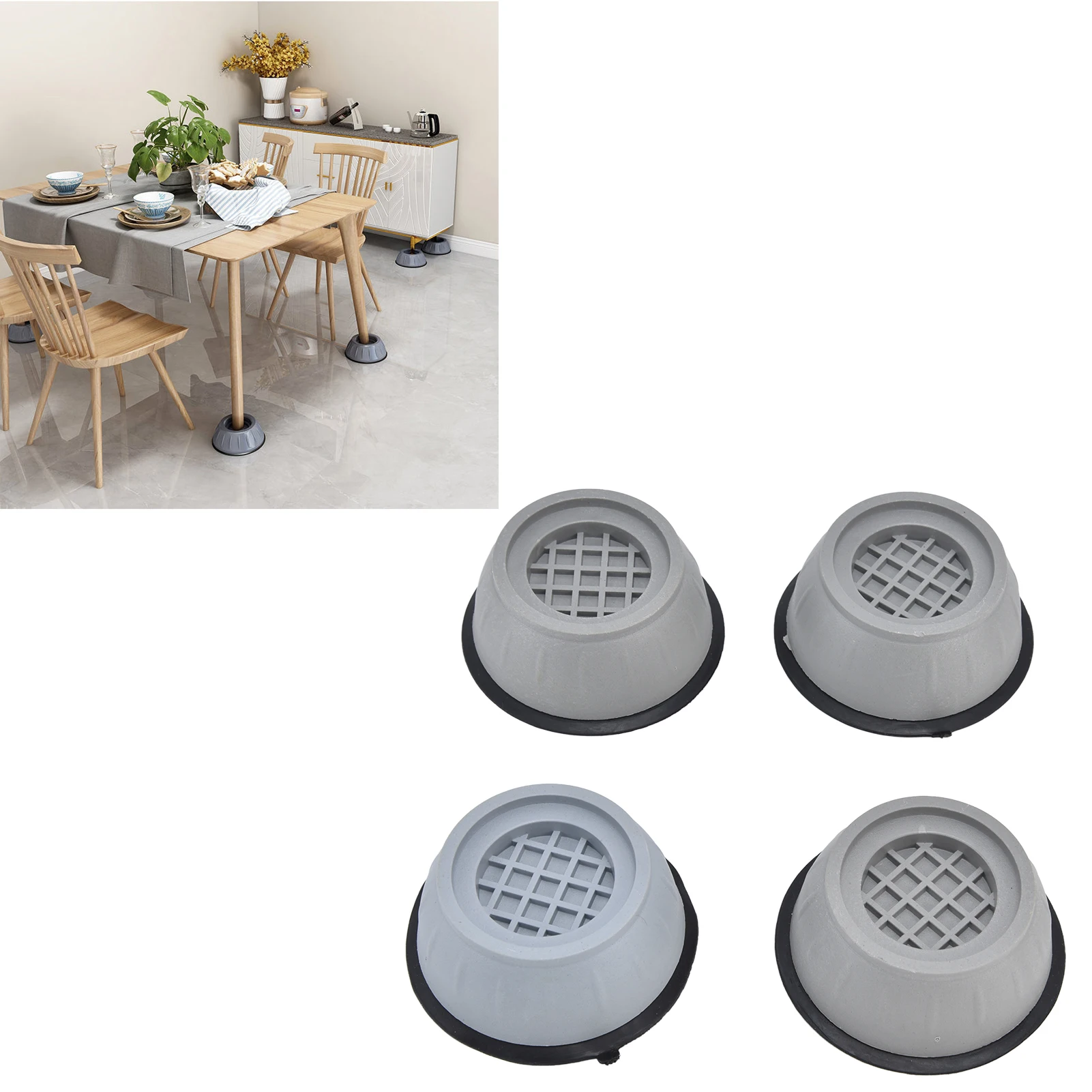 4pcs Washing Machine Pad Shockproof Noise Cancelling Prevent Slip Washer Foot Cushion For Refrigerator Dryer 9cm Diameter