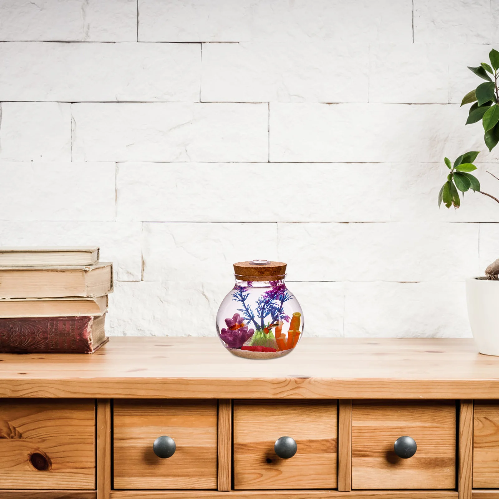 

Led Light Ecological Bottle Diy Micro Landscape Glass Bottle Transparent Cylindrical Fish Tank Decorative Vase Home Decor