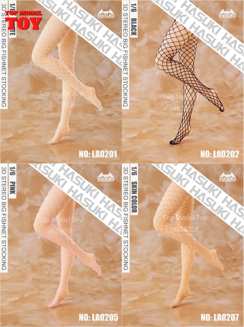 HASUKI LA02 LA03 LA04 1/6 Female 3D Long Fishnet Socks High Waist Tights Socks Clothes Accessories Fit 12'' Action Figure Body