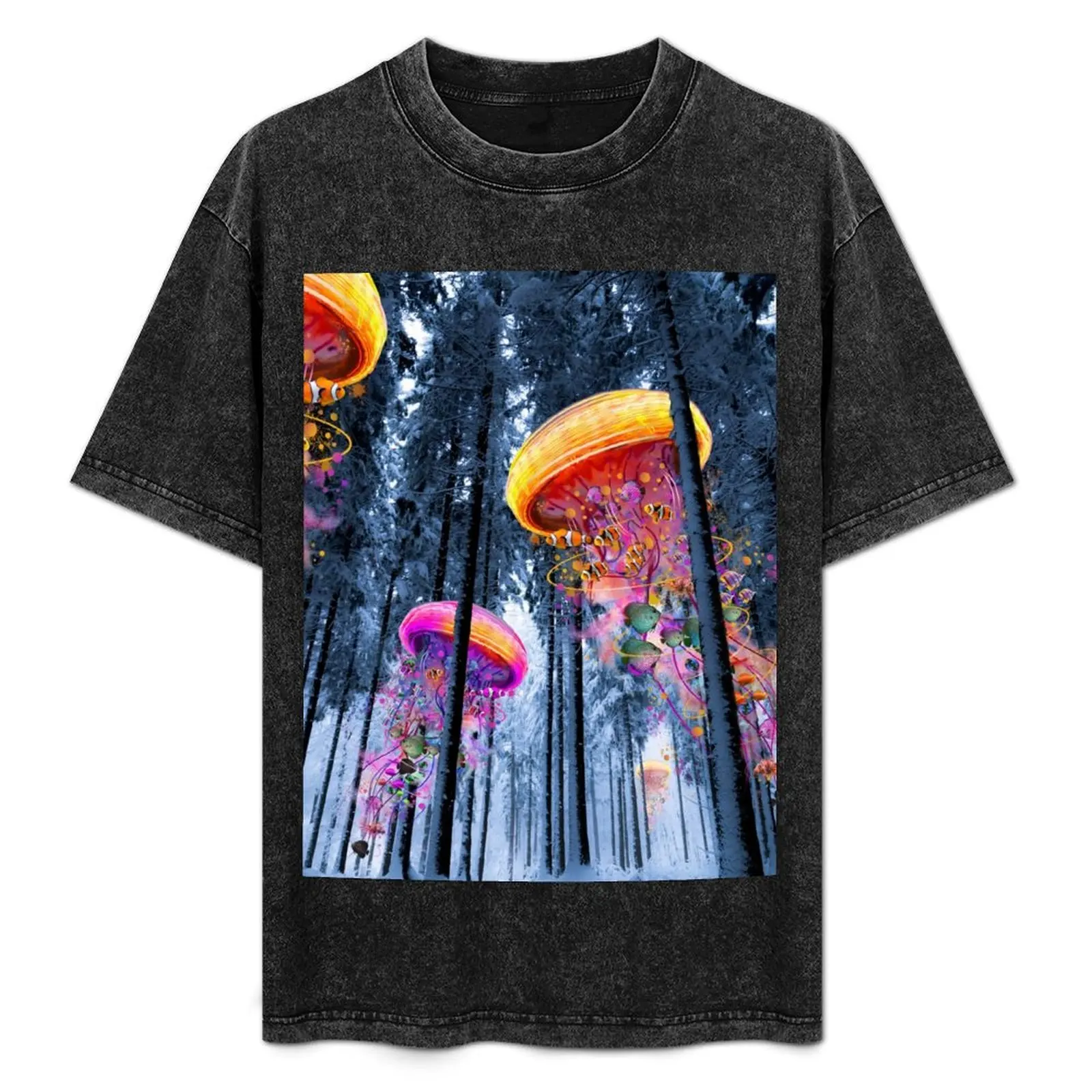 

New Winter Forest of Electric Jellyfish Worlds T-Shirt Industrial Work Tee Shirt
