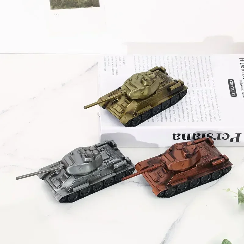 Military T34 Model Tank Creative Classic World War Metal Army Battle Tyle Panzer Diminutive Ornament Gifts For Boy Children