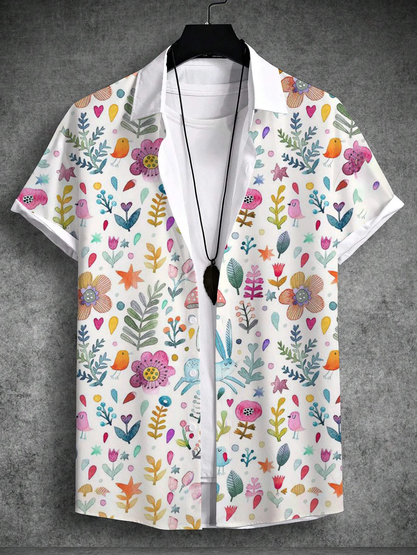 

Summer Hawaiian Shirt Unisex Shirt Rabbit Egg Happy Easter Turndown Street Outdoor Short Sleeve Button-Down Print Men's Clothing