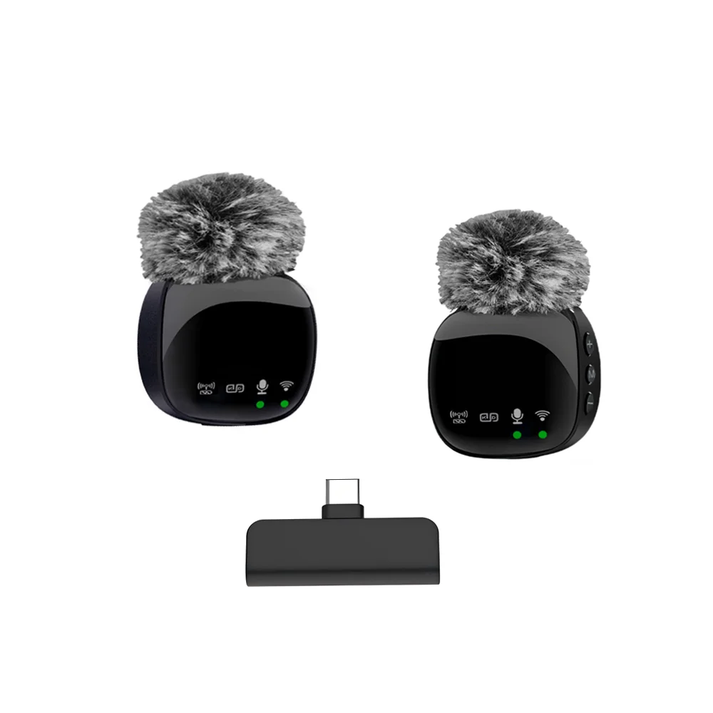 Wireless Lavalier Microphone, Long Battery Life with Windshield for Type-C Phone, Vlog Live Streaming Video Recording